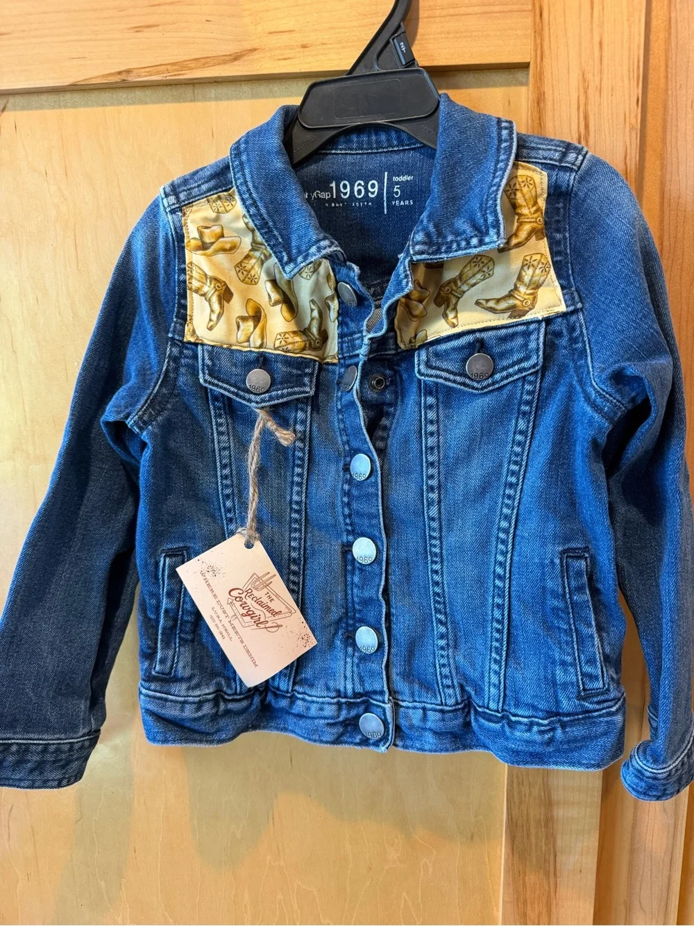 GAP Blue Denim Jacket with Yellow Cowboy Boot fabric